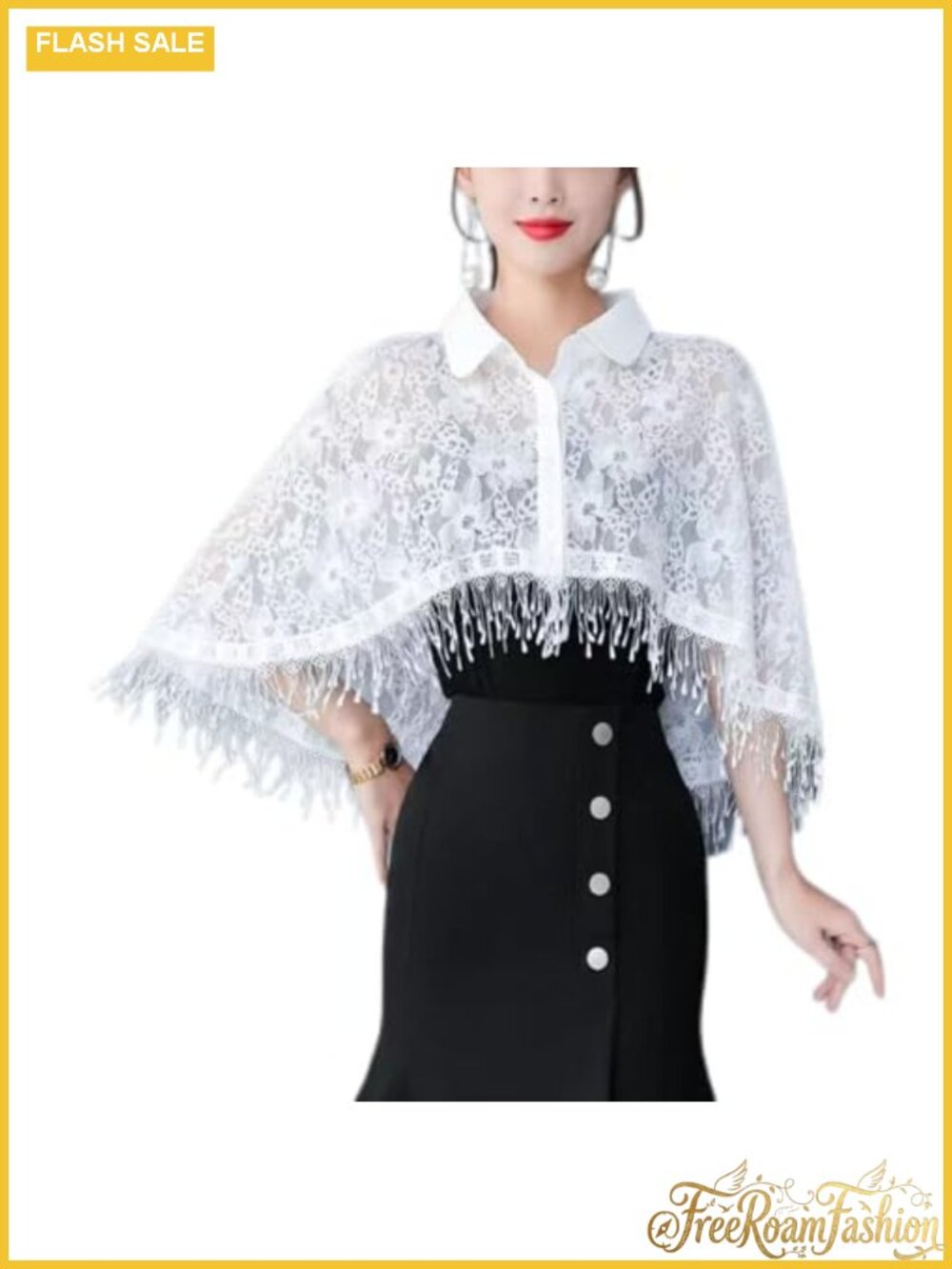 Lace Cardigan Vintage Floral Embroidery Fringe Chiffon Shawl Wrap Cover Up